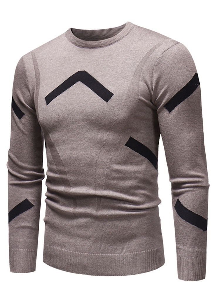 Rund Hals Standard Color Block Efterår Slim Fit Sweater Til Mænd