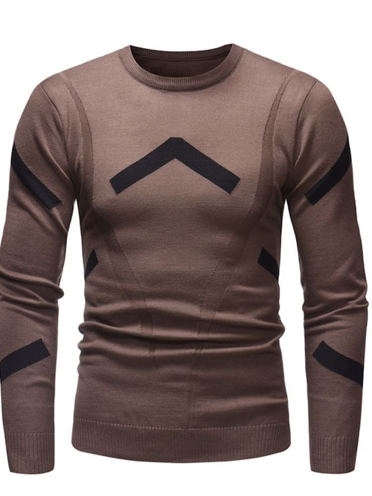 Rund Hals Standard Color Block Efterår Slim Fit Sweater Til Mænd