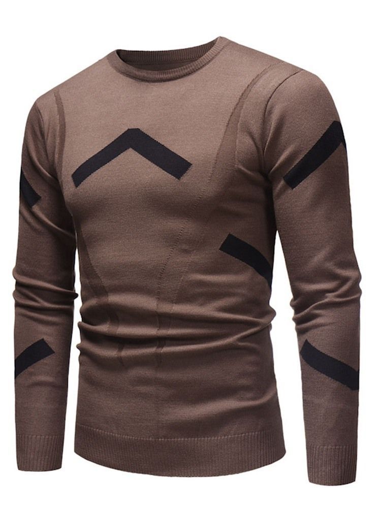 Rund Hals Standard Color Block Efterår Slim Fit Sweater Til Mænd