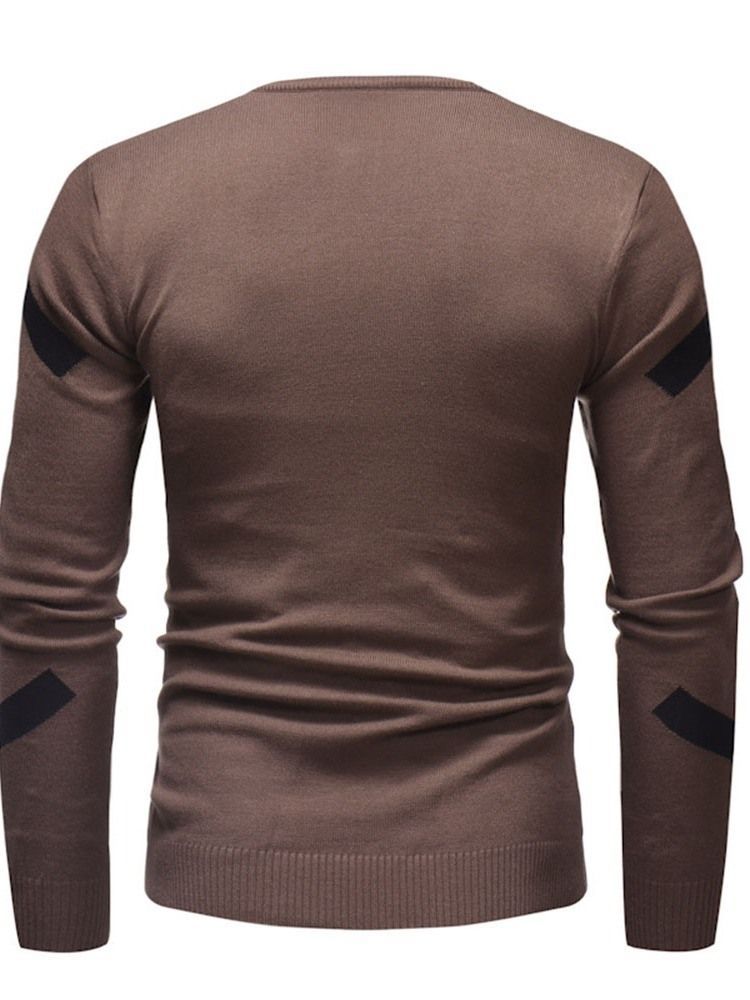 Rund Hals Standard Color Block Efterår Slim Fit Sweater Til Mænd