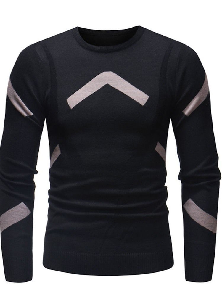 Rund Hals Standard Color Block Efterår Slim Fit Sweater Til Mænd