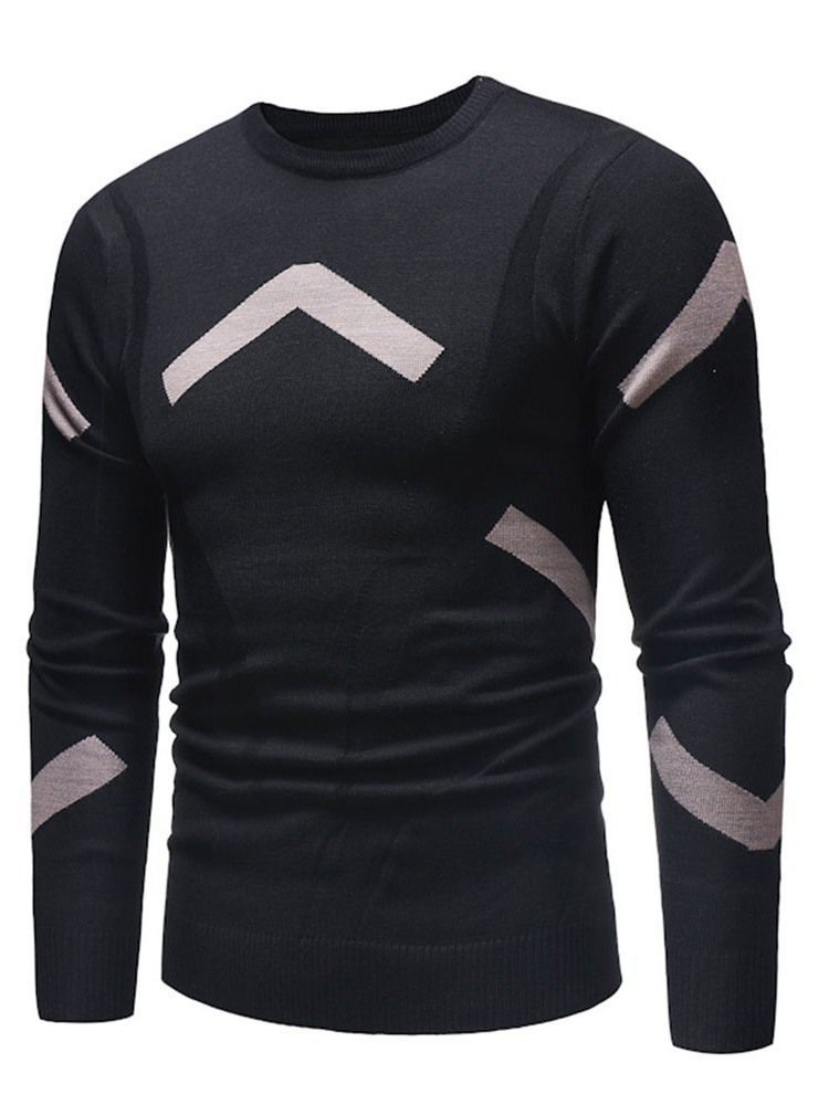 Rund Hals Standard Color Block Efterår Slim Fit Sweater Til Mænd