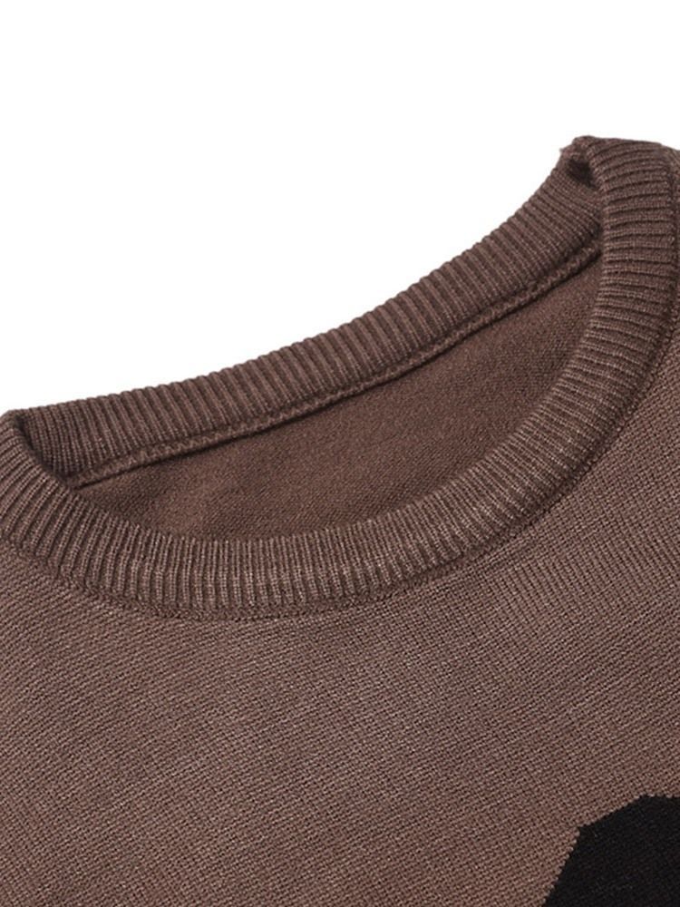 Rund Hals Standard Color Block Efterår Slim Fit Sweater Til Mænd