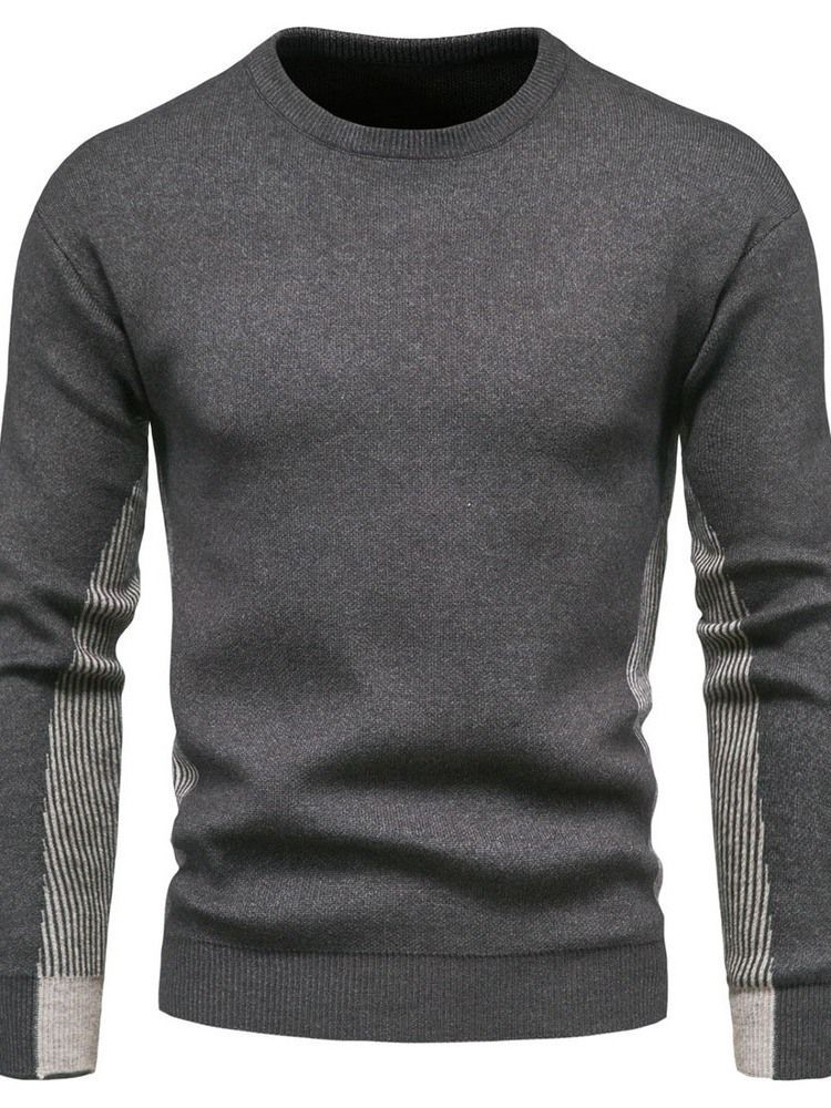 Rund Hals Standard Patchwork Casual Herre Slim Sweater