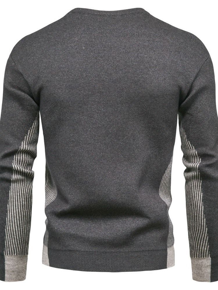 Rund Hals Standard Patchwork Casual Herre Slim Sweater