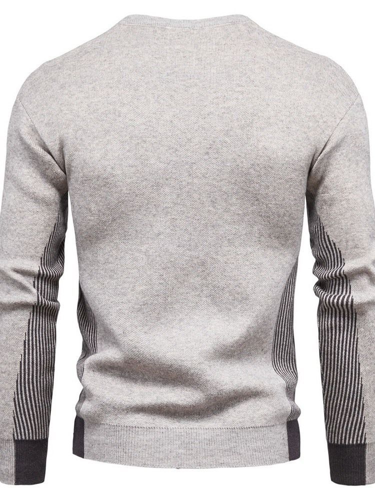 Rund Hals Standard Patchwork Casual Herre Slim Sweater