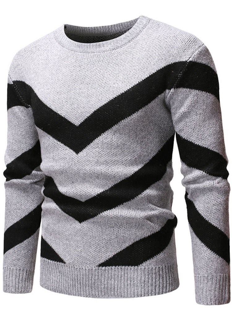 Standard Color Block Rund Hals Herre Slank Europæisk Sweater