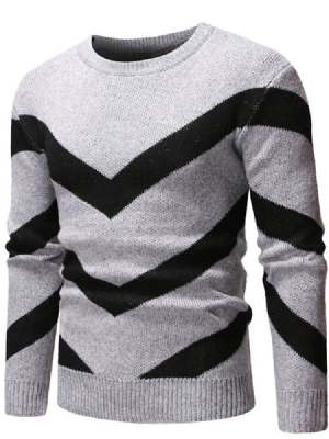 Standard Color Block Rund Hals Herre Slank Europæisk Sweater