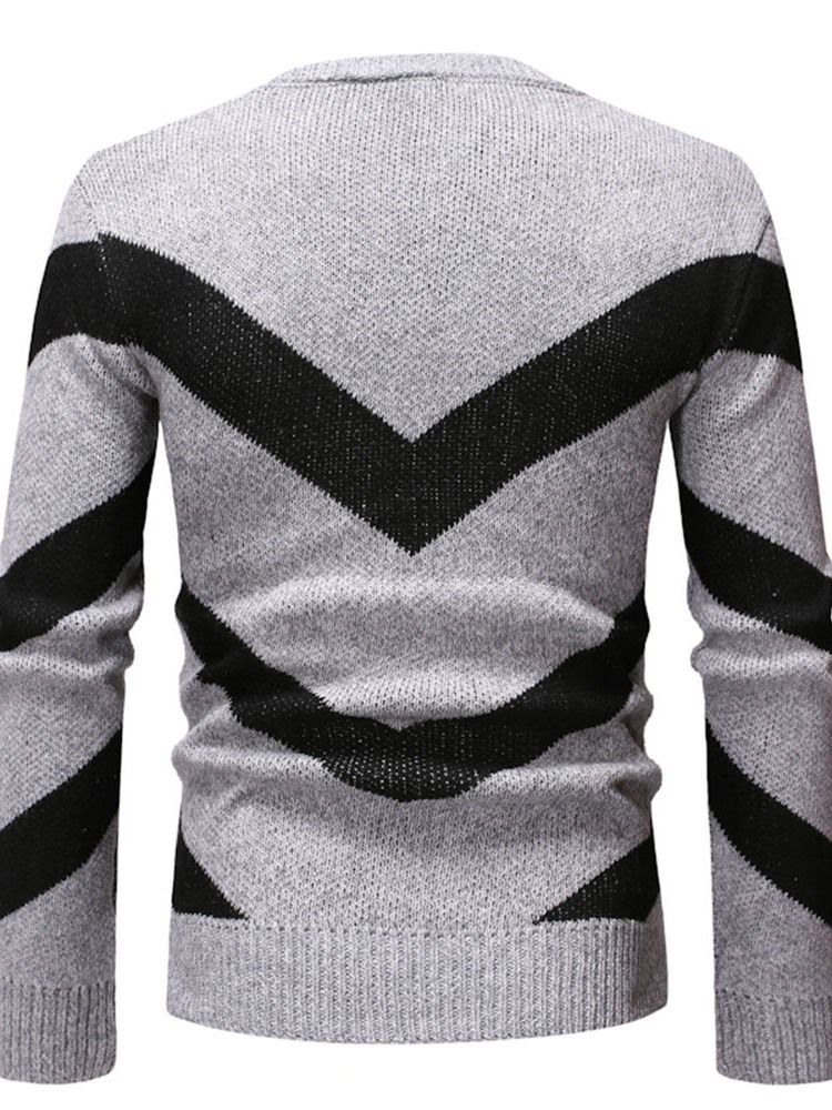 Standard Color Block Rund Hals Herre Slank Europæisk Sweater