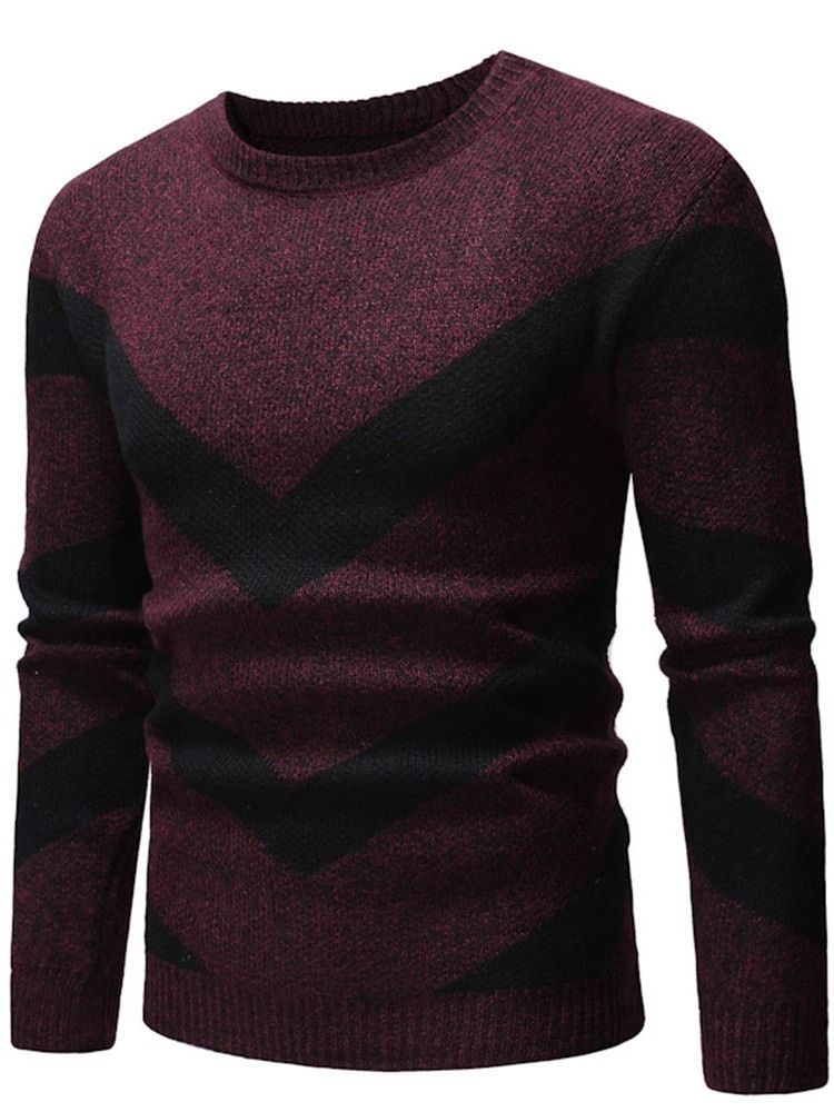 Standard Color Block Rund Hals Herre Slank Europæisk Sweater