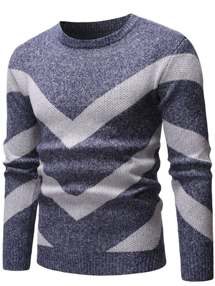 Standard Color Block Rund Hals Herre Slank Europæisk Sweater