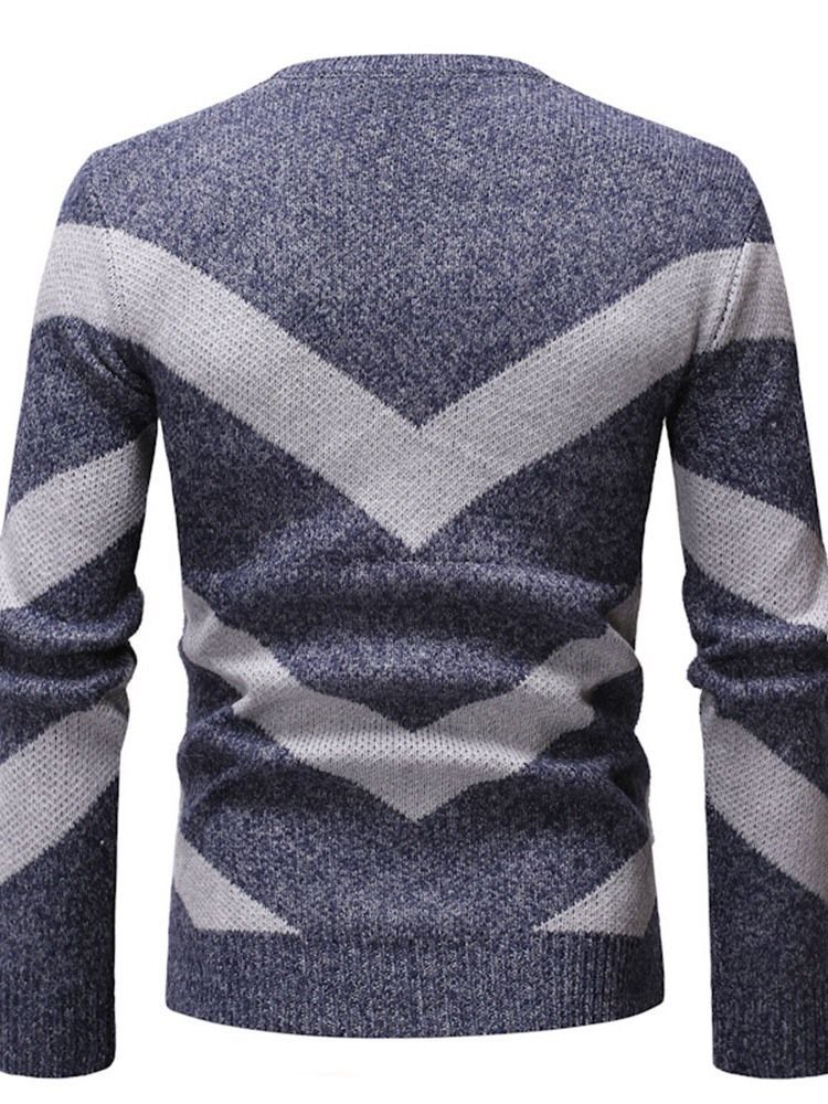 Standard Color Block Rund Hals Herre Slank Europæisk Sweater