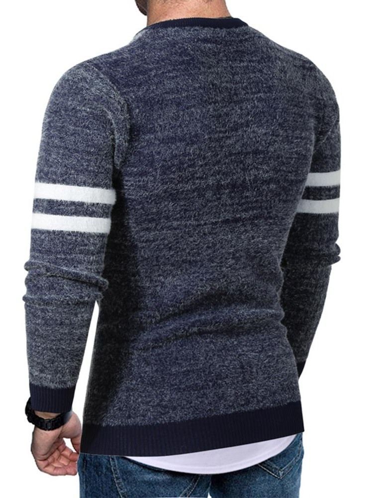 Standard Color Block Rund Hals Slim European Herre Sweater