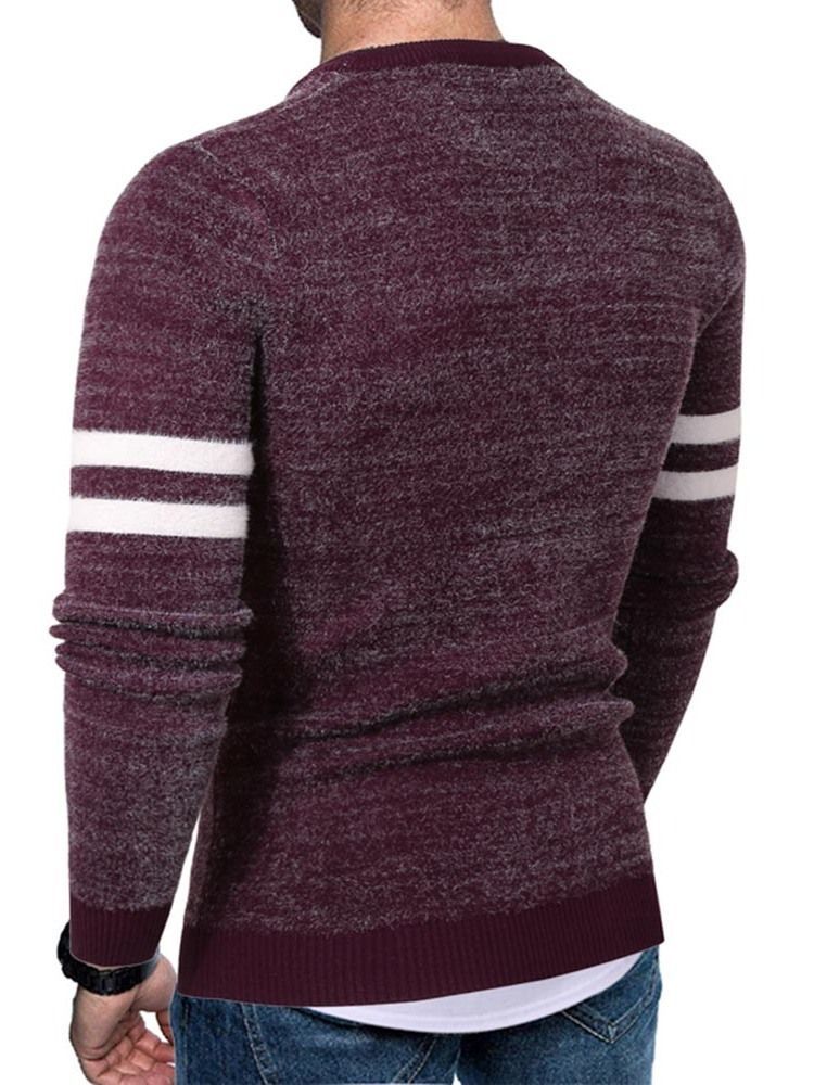 Standard Color Block Rund Hals Slim European Herre Sweater