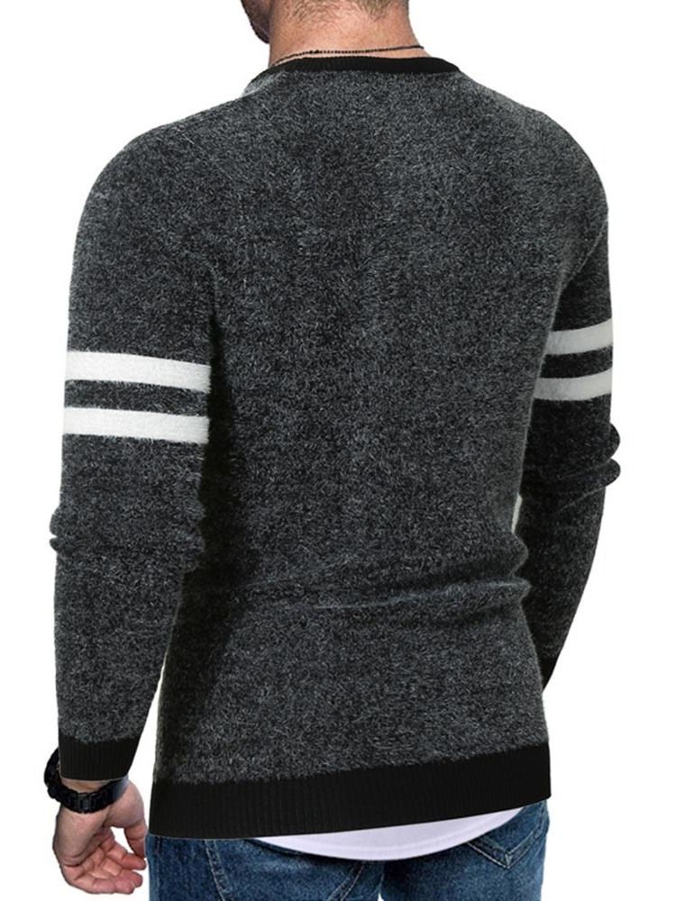 Standard Color Block Rund Hals Slim European Herre Sweater