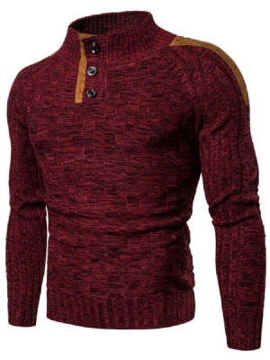 Standard Farveblok-knap Casual Slim Herre Sweater