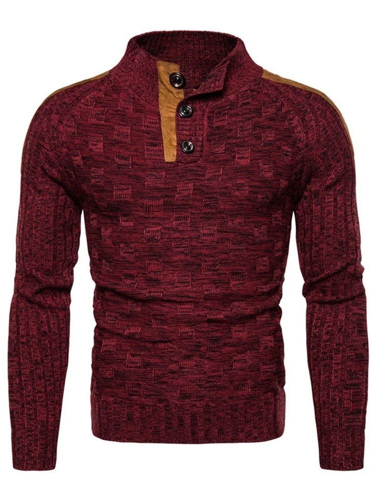 Standard Farveblok-knap Casual Slim Herre Sweater