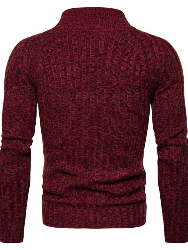 Standard Farveblok-knap Casual Slim Herre Sweater