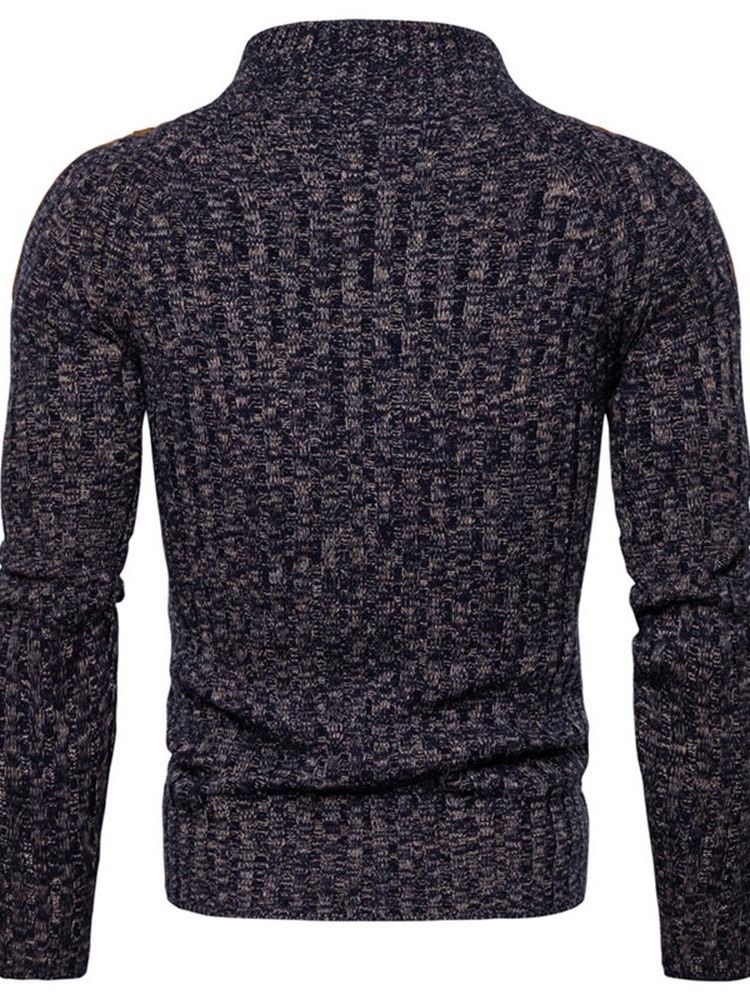 Standard Farveblok-knap Casual Slim Herre Sweater