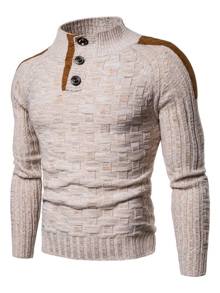 Standard Farveblok-knap Casual Slim Herre Sweater