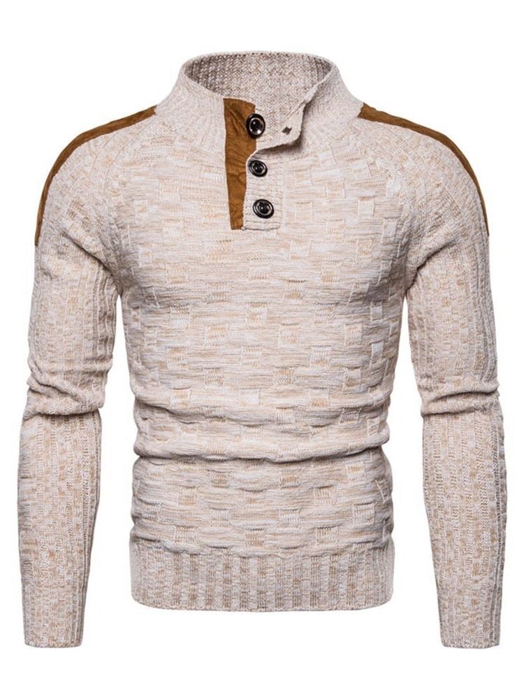 Standard Farveblok-knap Casual Slim Herre Sweater