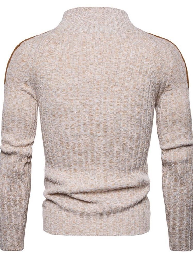 Standard Farveblok-knap Casual Slim Herre Sweater