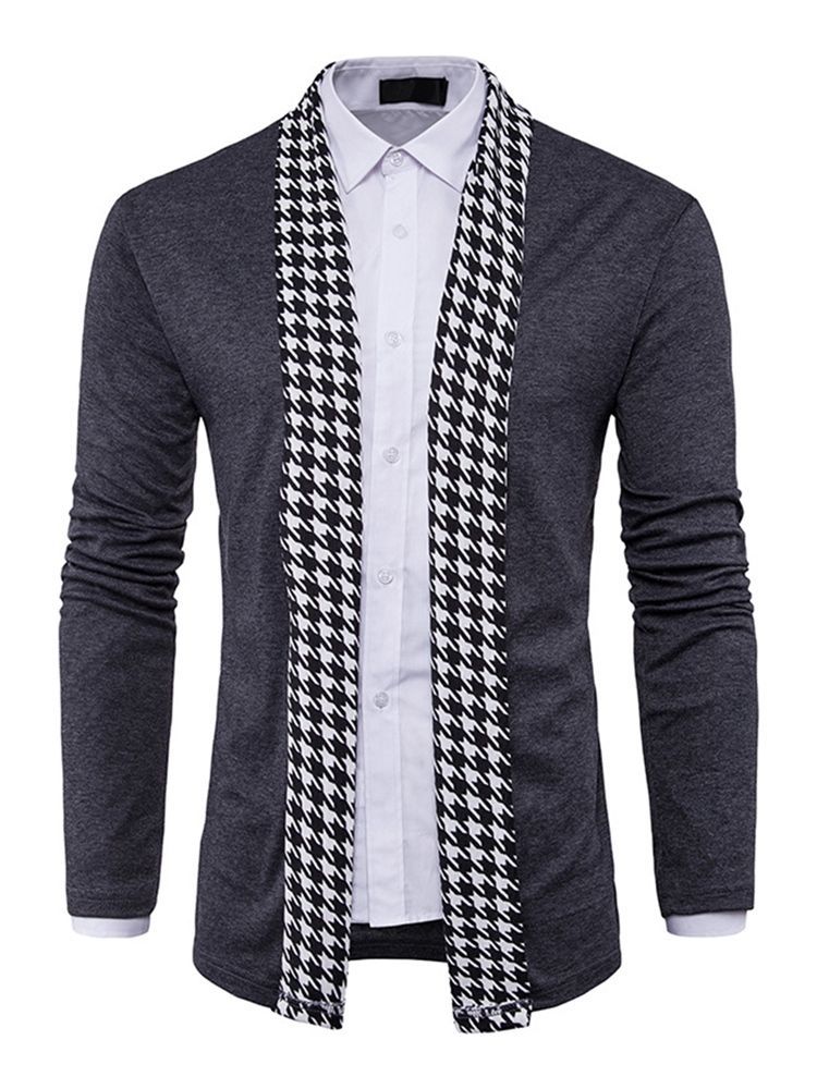 Standard Houndstooth Slim Fall Herre Sweater