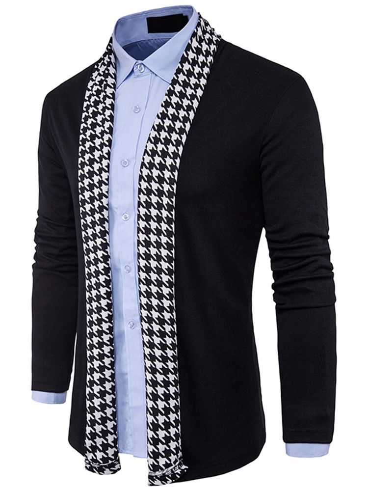 Standard Houndstooth Slim Fall Herre Sweater