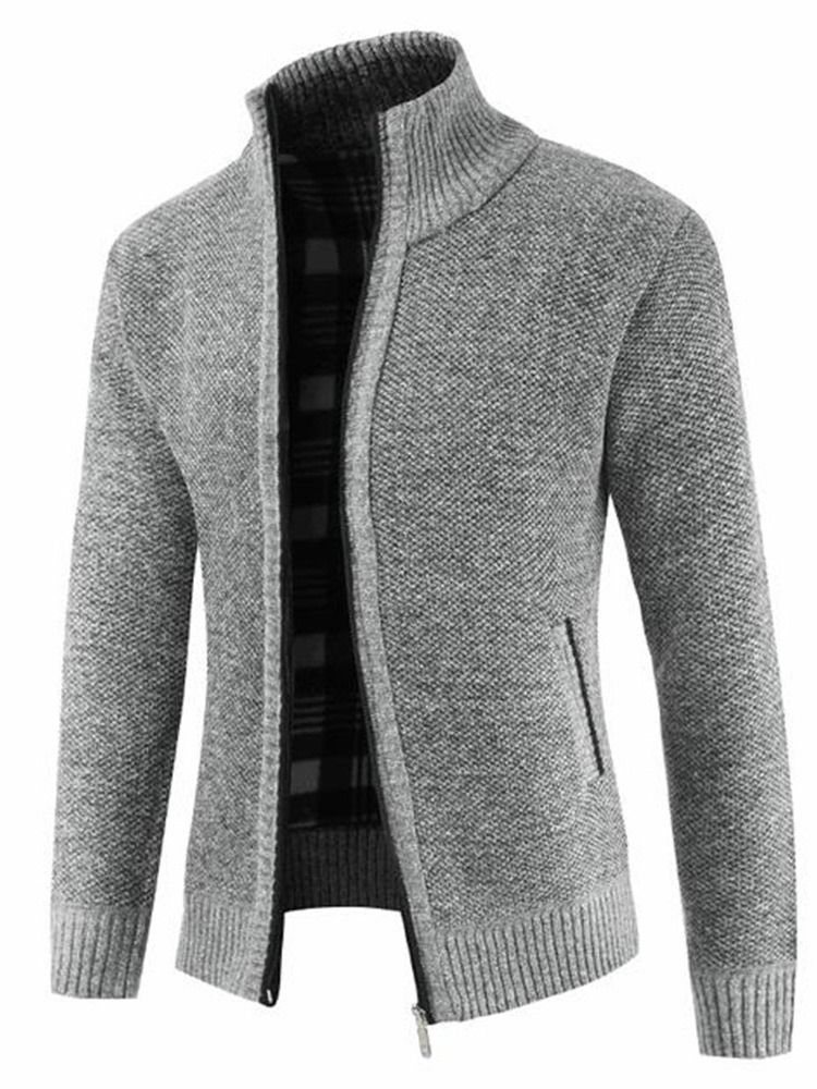 Standard Stand Collar Fall Casual Herre Sweater