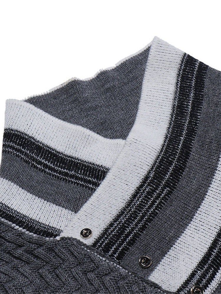 Standard Stripe Patchwork Fall European Men's Sweater