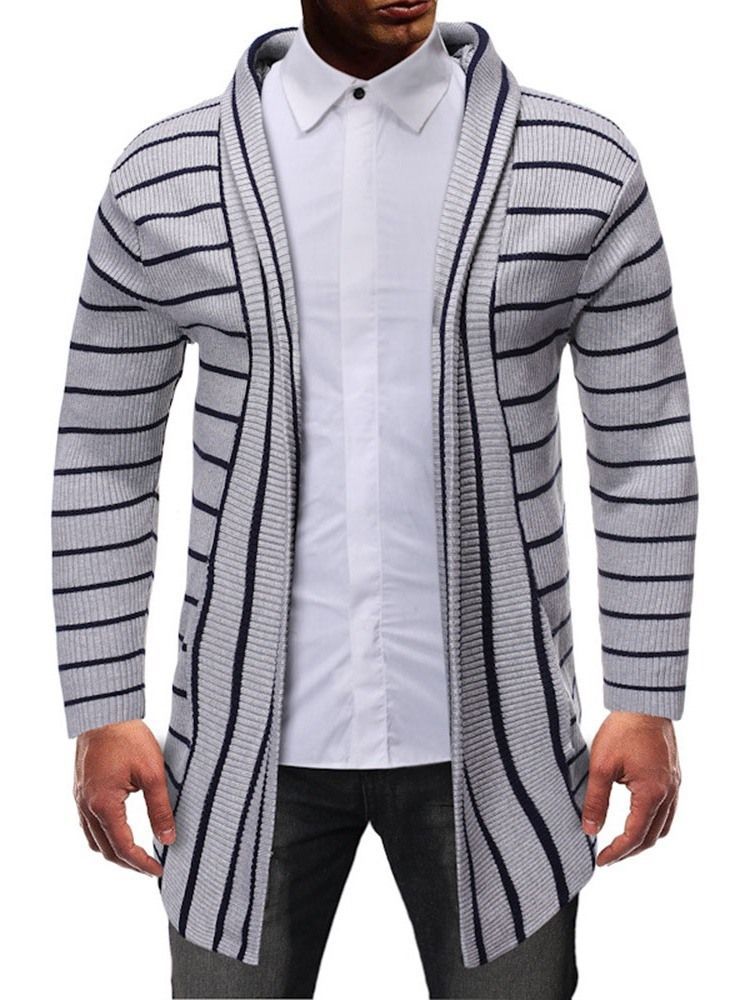 Stripe Mid-length Casual Herre Slim Sweater