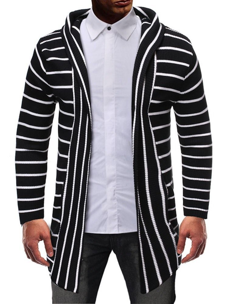 Stripe Mid-length Casual Herre Slim Sweater