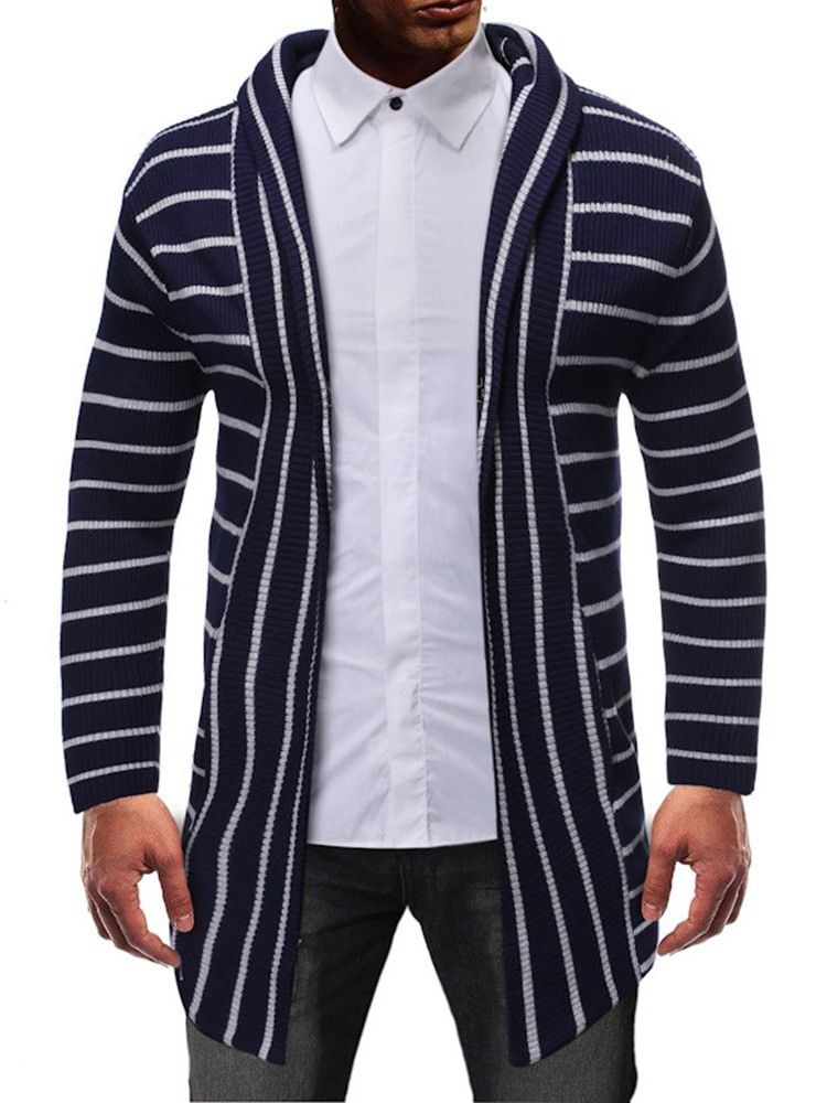 Stripe Mid-length Casual Herre Slim Sweater