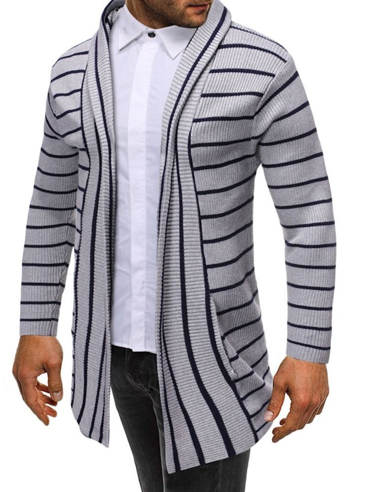 Stripe Mid-length Casual Herre Slim Sweater