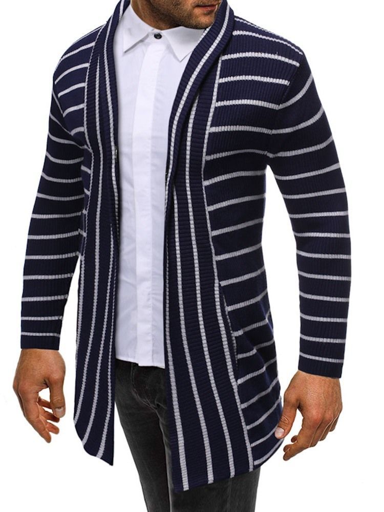 Stripe Mid-length Casual Herre Slim Sweater