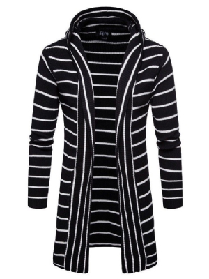 Striped Hooded Fall Herre Casual Cardigan Sweatere