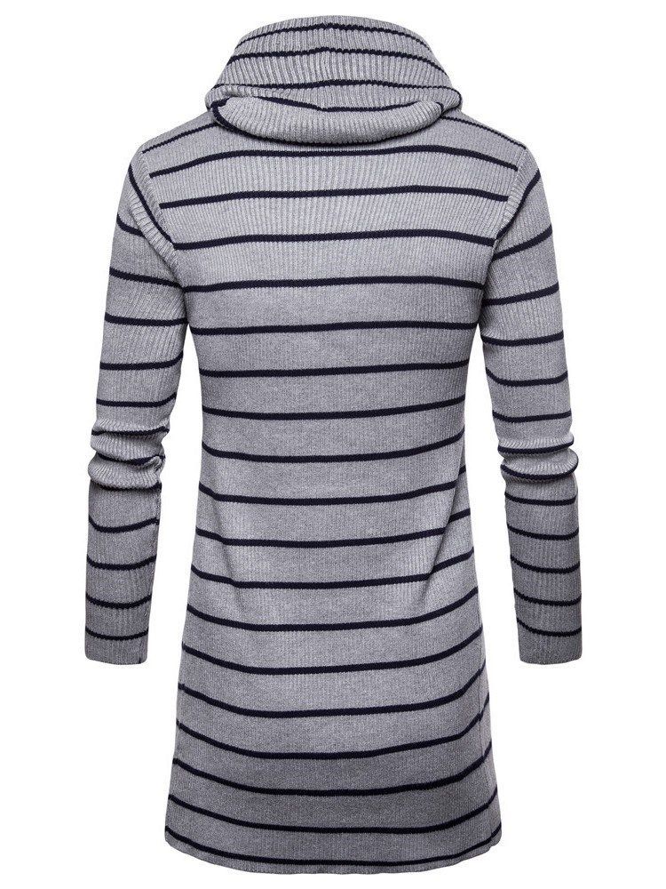 Striped Hooded Fall Herre Casual Cardigan Sweatere