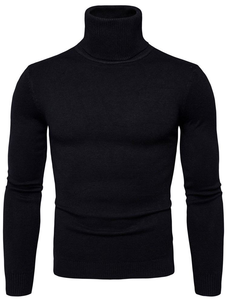 Turtleneck Plain Standard Slim Spring Herre Sweater