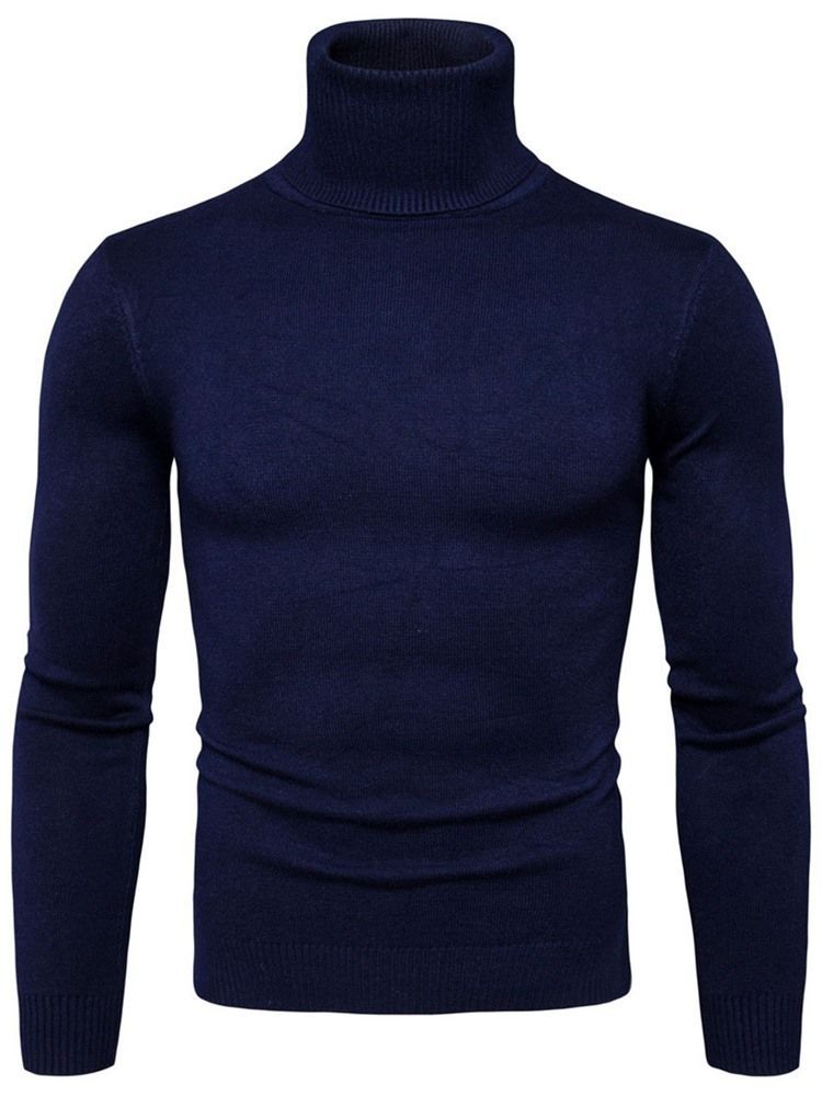 Turtleneck Plain Standard Slim Spring Herre Sweater