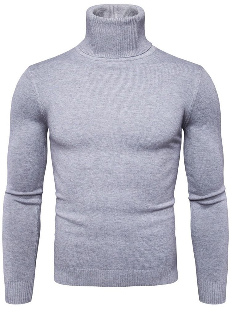 Turtleneck Plain Standard Slim Spring Herre Sweater