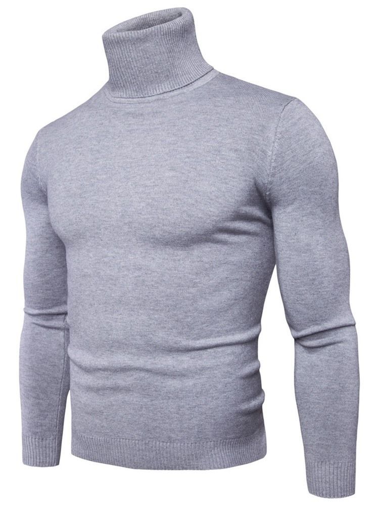 Turtleneck Plain Standard Slim Spring Herre Sweater