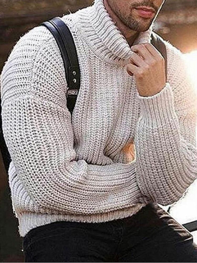 Turtleneck Til Mænd Almindelig Vinterafslappet Sweater