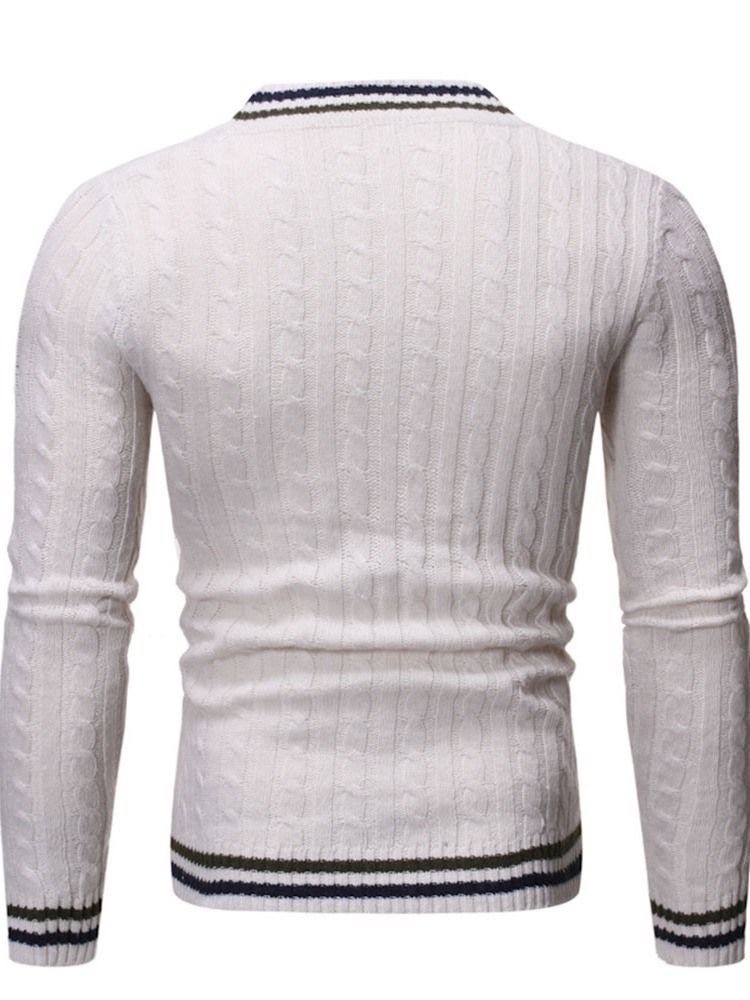 V-neck Standard Color Block Efterår Herre Slim Sweater