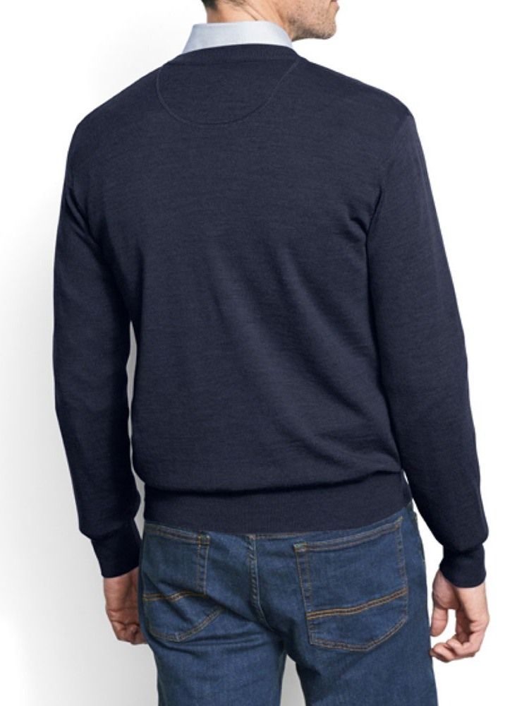 V-neck Standard Plain Fall Herre Sweater