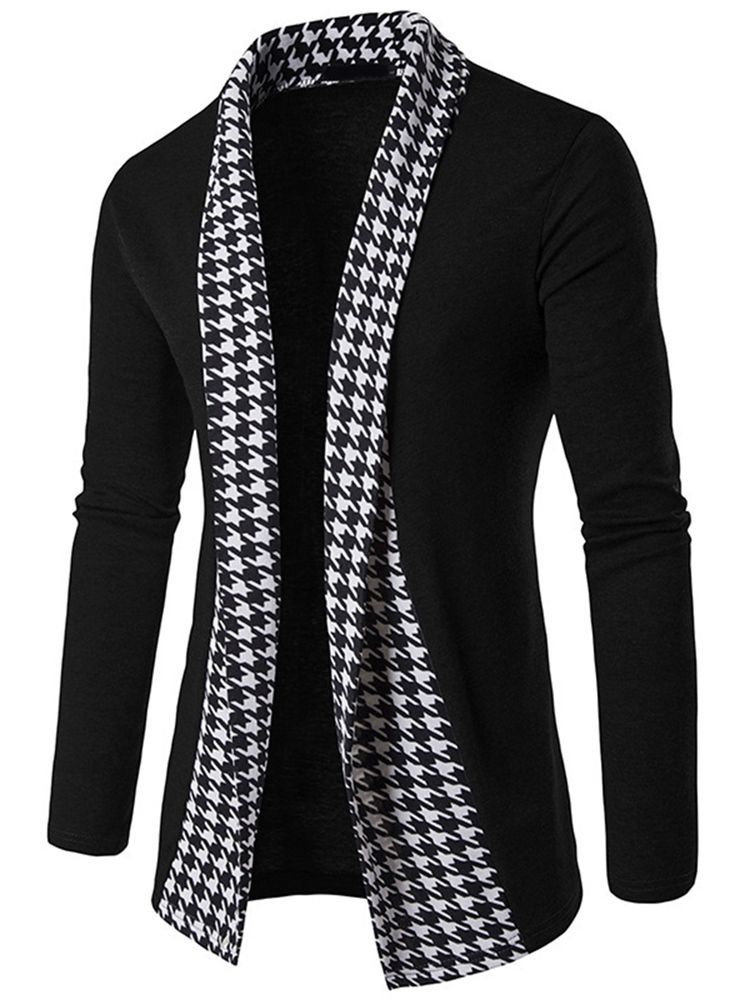 Vogue Houndstooth Patchwork Cardigan Herretøj