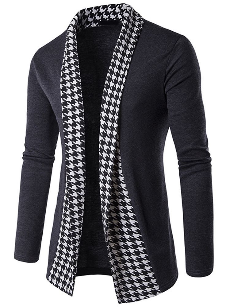 Vogue Houndstooth Patchwork Cardigan Herretøj