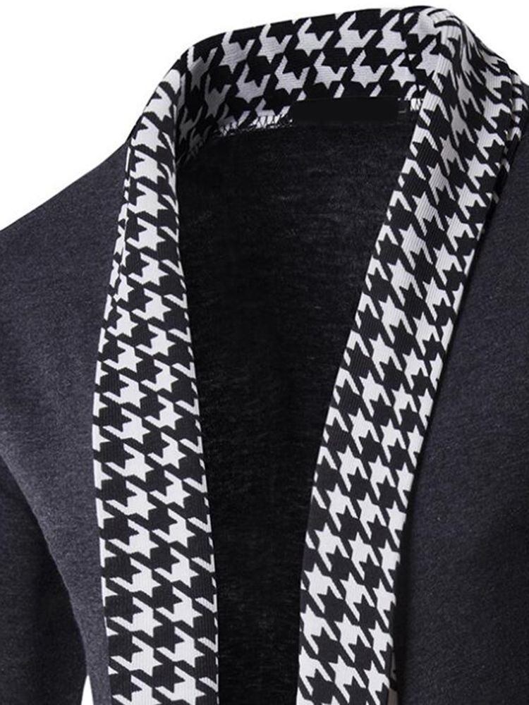 Vogue Houndstooth Patchwork Cardigan Herretøj