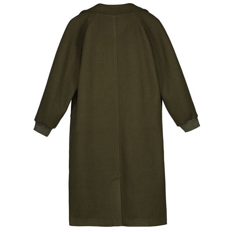 Notched Revers Double-breasted Plain Women's Overcoat