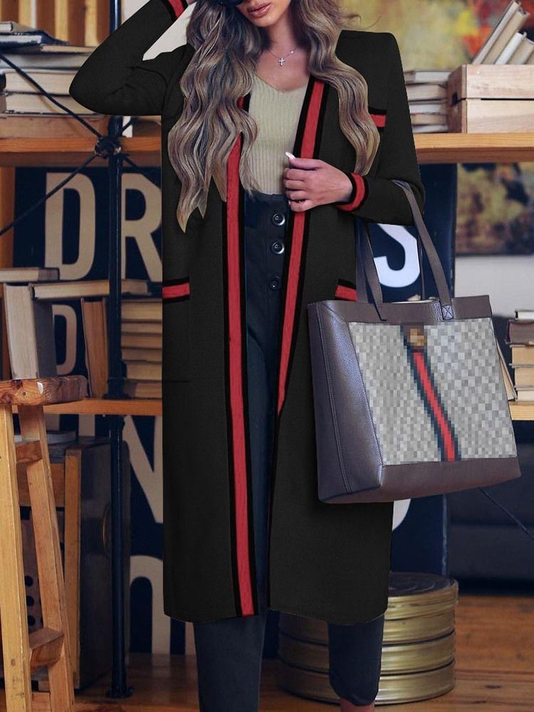 Regular Pocket Straight Long Casual Women's Overcoat