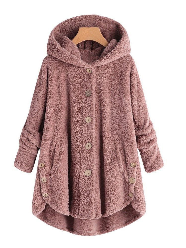 Single-breasted Loose Button Mid-length Women's Overcoat